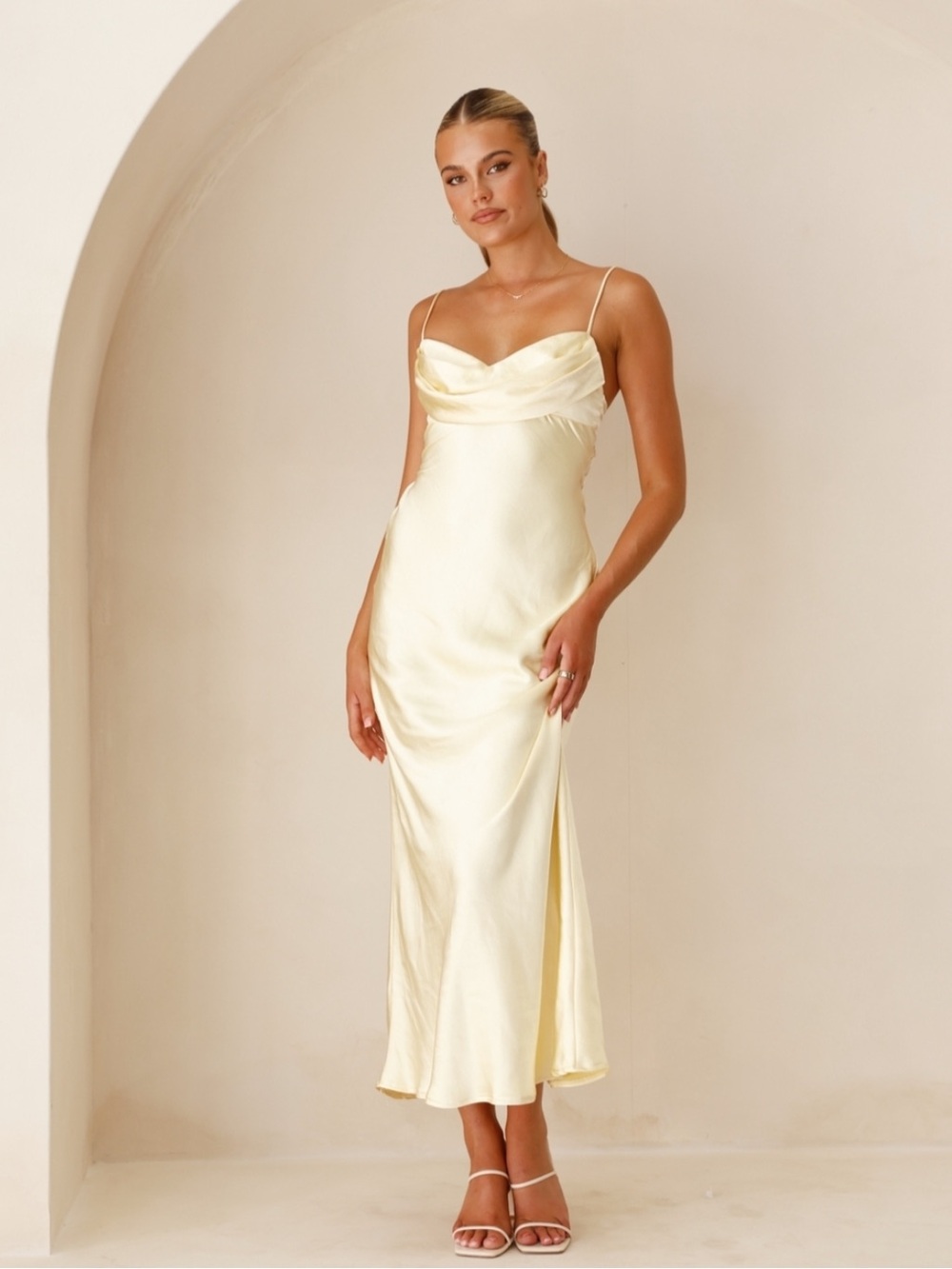 BILLY J BRIDAL Justine Midi Dress - (Butter) Yellow Size US 4